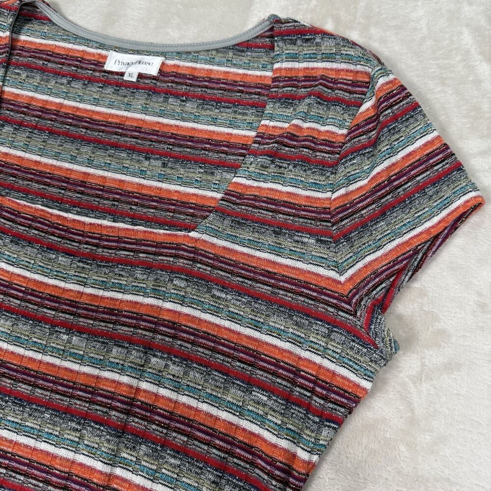 Revolve Privacy Please Women's Mini Dress XL Striped Metallic Ribbed - Picture 2 of 9